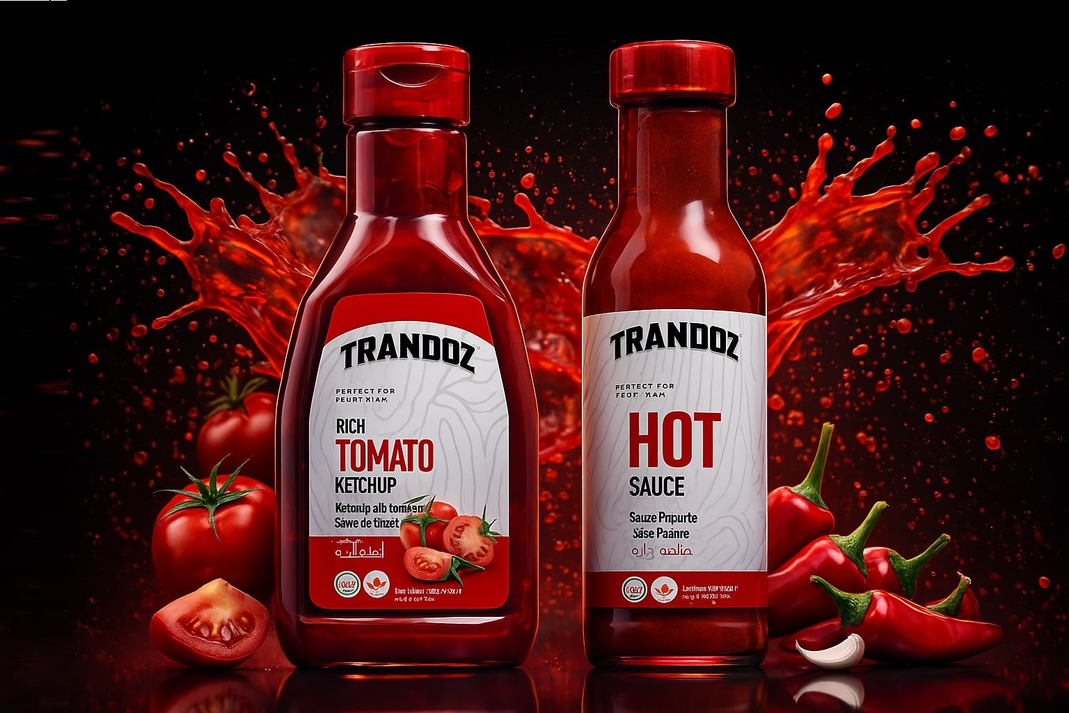 TRANDOZ Premium Ketchup & Hot Sauce Bottles